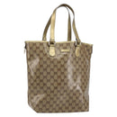 GUCCI GG Crystal Tote Bag Coated Canvas Beige Gold 189896 Auth BA9105-1