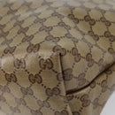GUCCI GG Crystal Tote Bag Coated Canvas Beige Gold 189896 Auth BA9105-10