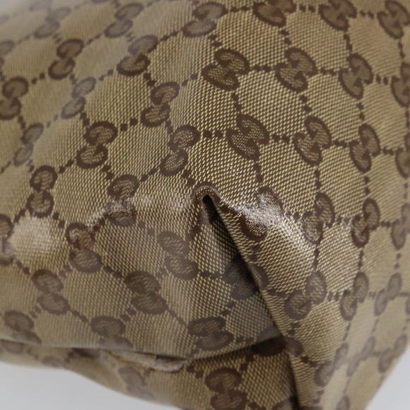 GUCCI GG Crystal Tote Bag Coated Canvas Beige Gold 189896 Auth BA9105