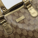GUCCI GG Crystal Tote Bag Coated Canvas Beige Gold 189896 Auth BA9105-14
