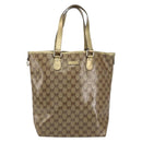 GUCCI GG Crystal Tote Bag Coated Canvas Beige Gold 189896 Auth BA9105-2
