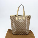GUCCI GG Crystal Tote Bag Coated Canvas Beige Gold 189896 Auth BA9105-22