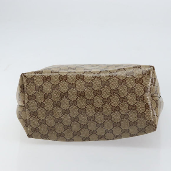 GUCCI GG Crystal Tote Bag Coated Canvas Beige Gold 189896 Auth BA9105