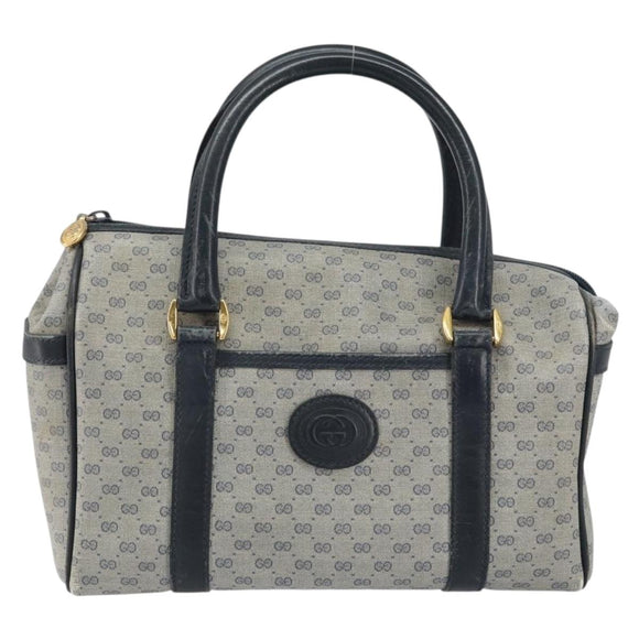 GUCCI Micro GG Supreme Hand Bag PVC Navy Gold 000 58 0093 Auth BA9106