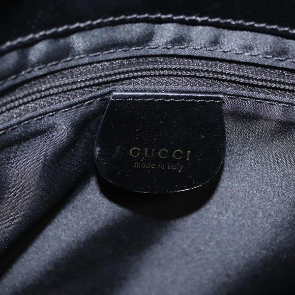 GUCCI Hand Bag Leather Black Gold Auth BA9107