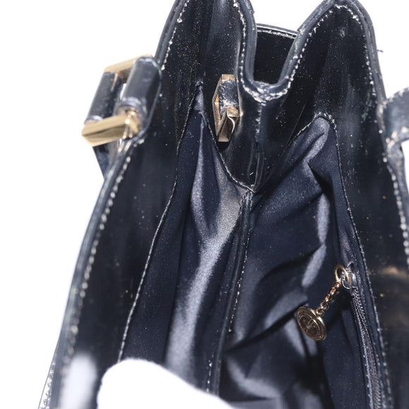 GUCCI Hand Bag Leather Black Gold Auth BA9107