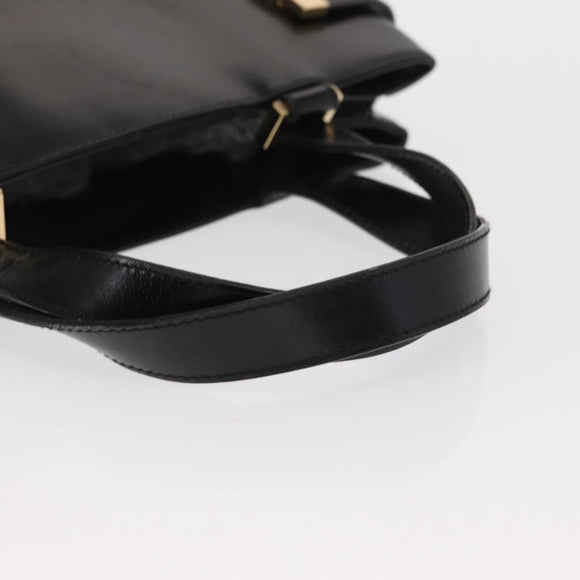 GUCCI Hand Bag Leather Black Gold Auth BA9107