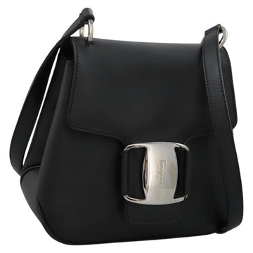 Salvatore Ferragamo Shoulder Bag Leather Black Auth BA911