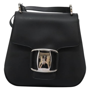 Salvatore Ferragamo Shoulder Bag Leather Black Auth BA911 - 0