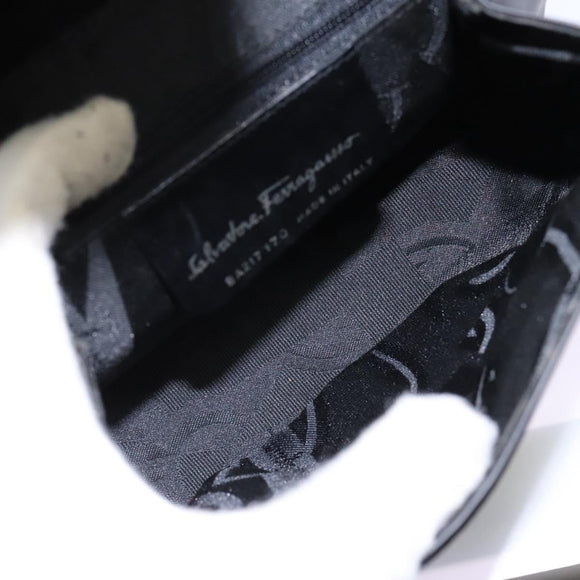 Salvatore Ferragamo Shoulder Bag Leather Black Auth BA911