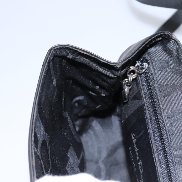 Salvatore Ferragamo Shoulder Bag Leather Black Auth BA911