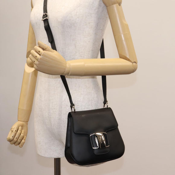 Salvatore Ferragamo Shoulder Bag Leather Black Auth BA911