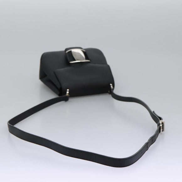 Salvatore Ferragamo Shoulder Bag Leather Black Auth BA911