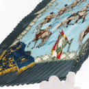HERMES Pleated Scarf ""Real Escuela Andaluza del Arte"" Silk Blue Auth BA9111-3