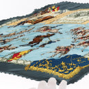 HERMES Pleated Scarf ""Real Escuela Andaluza del Arte"" Silk Blue Auth BA9111-4