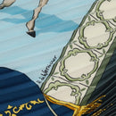 HERMES Pleated Scarf ""Real Escuela Andaluza del Arte"" Silk Blue Auth BA9111-7