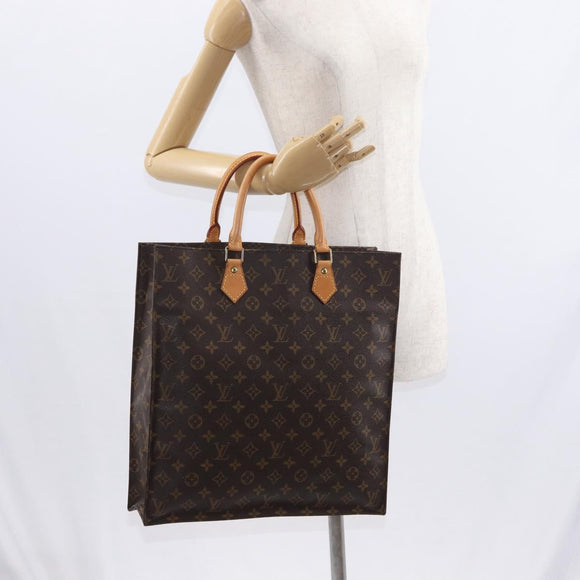 LOUIS VUITTON Monogram Sac Plat Hand Bag M51140 LV Auth BA9116