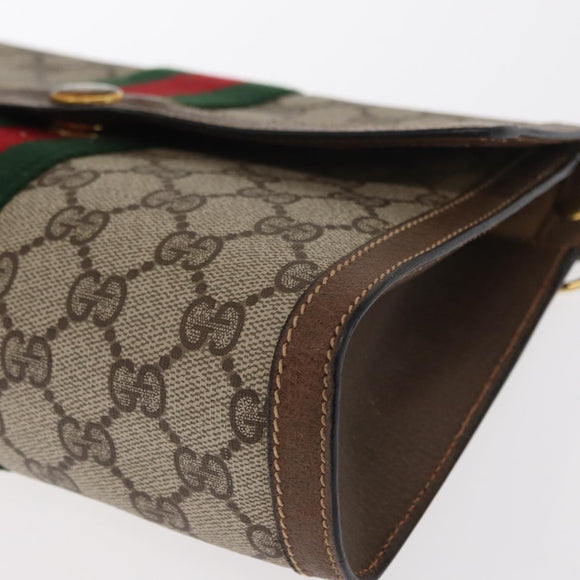 GUCCI GG Supreme Web Sherry Line Clutch Bag PVC Beige Gold 89 01 006 Auth BA9121