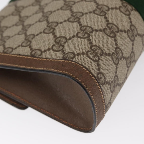 GUCCI GG Supreme Web Sherry Line Clutch Bag PVC Beige Gold 89 01 006 Auth BA9121