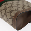 GUCCI GG Supreme Web Sherry Line Clutch Bag PVC Beige Gold 89 01 006 Auth BA9121-12