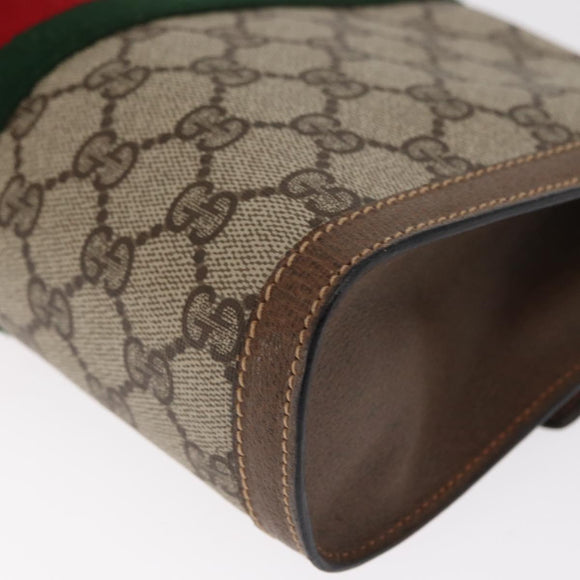 GUCCI GG Supreme Web Sherry Line Clutch Bag PVC Beige Gold 89 01 006 Auth BA9121