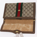 GUCCI GG Supreme Web Sherry Line Clutch Bag PVC Beige Gold 89 01 006 Auth BA9121-14