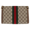 GUCCI GG Supreme Web Sherry Line Clutch Bag PVC Beige Gold 89 01 006 Auth BA9121-3