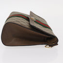 GUCCI GG Supreme Web Sherry Line Clutch Bag PVC Beige Gold 89 01 006 Auth BA9121-4