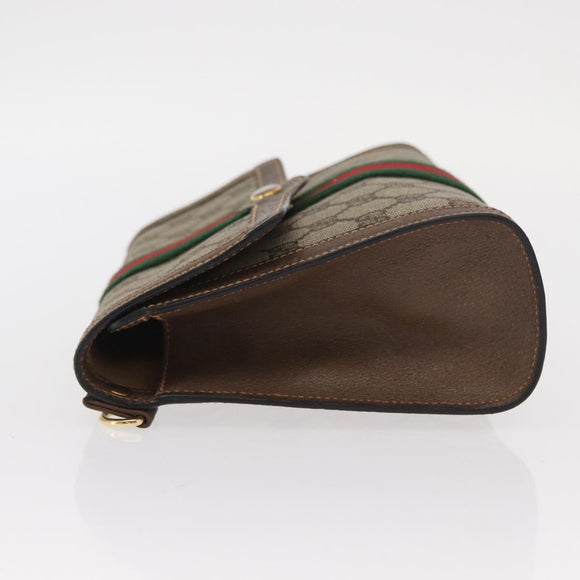 GUCCI GG Supreme Web Sherry Line Clutch Bag PVC Beige Gold 89 01 006 Auth BA9121