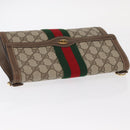 GUCCI GG Supreme Web Sherry Line Clutch Bag PVC Beige Gold 89 01 006 Auth BA9121-6