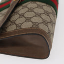 GUCCI GG Supreme Web Sherry Line Clutch Bag PVC Beige Gold 89 01 006 Auth BA9121-9