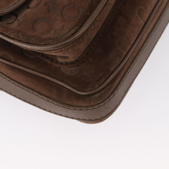 CELINE C Macadam Canvas Shoulder Bag Suede Brown Gold Auth BA9125