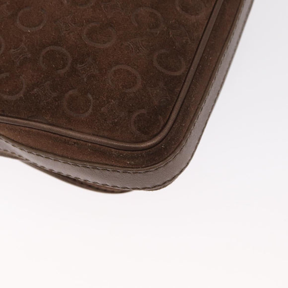 CELINE C Macadam Canvas Shoulder Bag Suede Brown Gold Auth BA9125