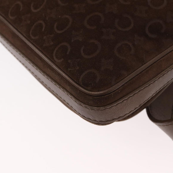 CELINE C Macadam Canvas Shoulder Bag Suede Brown Gold Auth BA9125