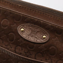 CELINE C Macadam Canvas Shoulder Bag Suede Brown Gold Auth BA9125-14