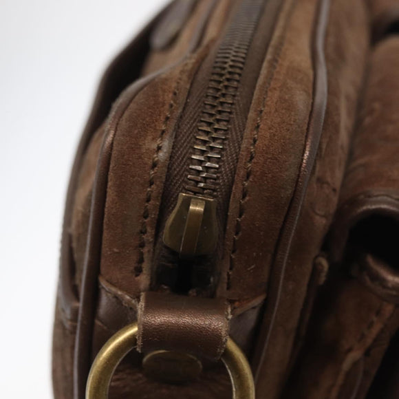 CELINE C Macadam Canvas Shoulder Bag Suede Brown Gold Auth BA9125