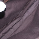 CELINE C Macadam Canvas Shoulder Bag Suede Brown Gold Auth BA9125-17