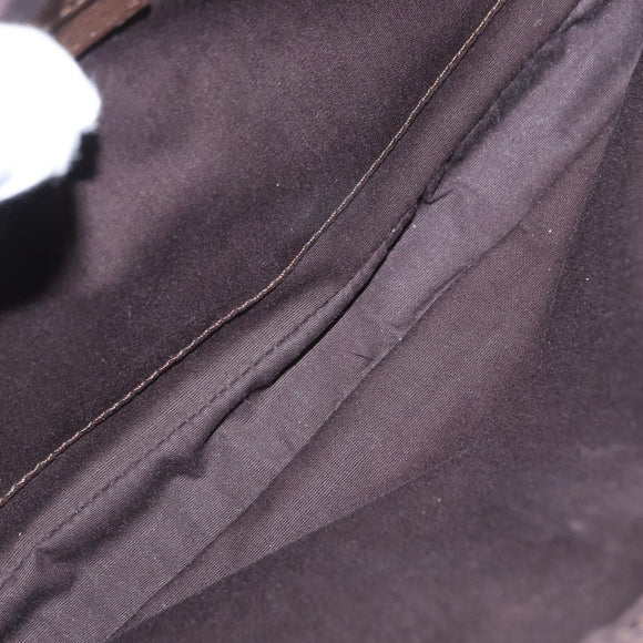 CELINE C Macadam Canvas Shoulder Bag Suede Brown Gold Auth BA9125