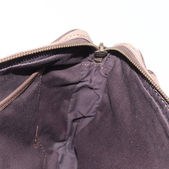 CELINE C Macadam Canvas Shoulder Bag Suede Brown Gold Auth BA9125