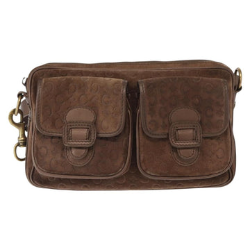 CELINE C Macadam Canvas Shoulder Bag Suede Brown Gold Auth BA9125 - 0