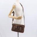 CELINE C Macadam Canvas Shoulder Bag Suede Brown Gold Auth BA9125-22