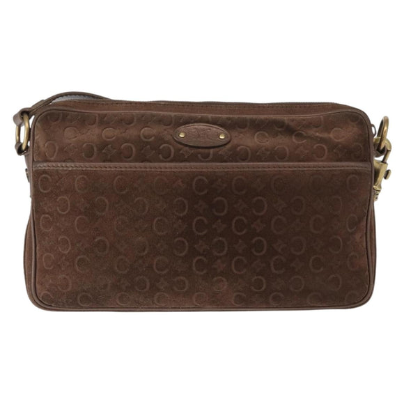 CELINE C Macadam Canvas Shoulder Bag Suede Brown Gold Auth BA9125