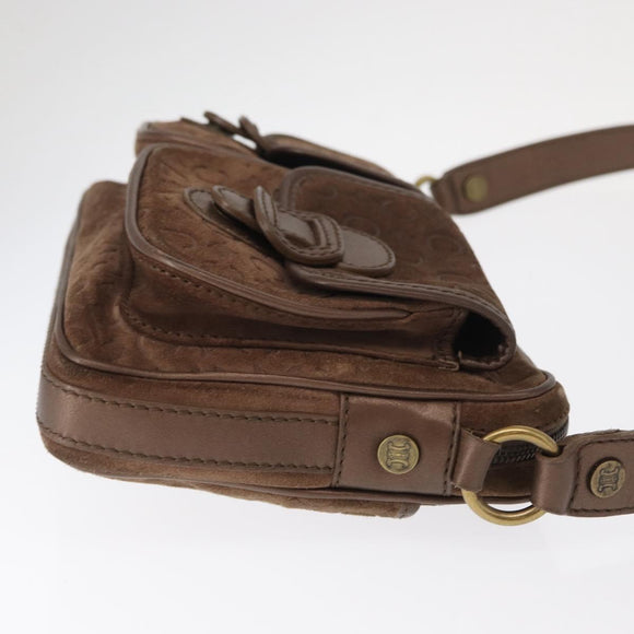 CELINE C Macadam Canvas Shoulder Bag Suede Brown Gold Auth BA9125