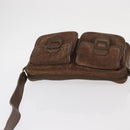 CELINE C Macadam Canvas Shoulder Bag Suede Brown Gold Auth BA9125-6