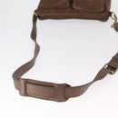 CELINE C Macadam Canvas Shoulder Bag Suede Brown Gold Auth BA9125-7