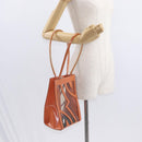 Salvatore Ferragamo Shoulder Bag Vinyl Orange Silver Auth BA9126-20