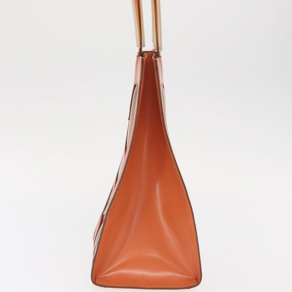 Salvatore Ferragamo Shoulder Bag Vinyl Orange Silver Auth BA9126