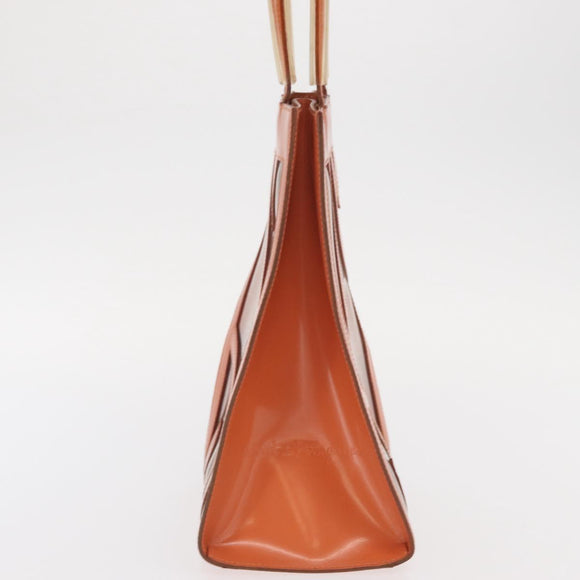 Salvatore Ferragamo Shoulder Bag Vinyl Orange Silver Auth BA9126
