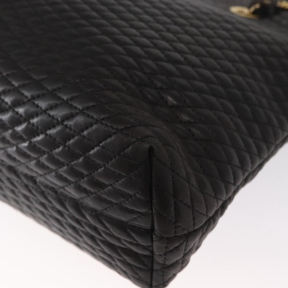 BALLY Chain Shoulder Bag Leather Black Gold Auth BA9129