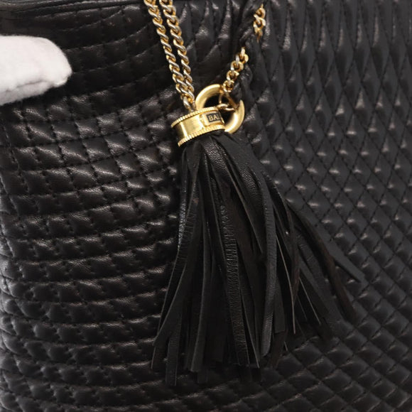 BALLY Chain Shoulder Bag Leather Black Gold Auth BA9129